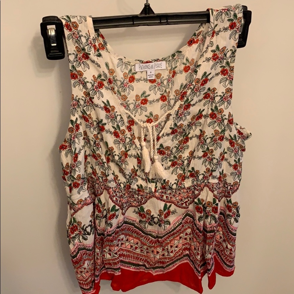 Floral tank with tie in the front!